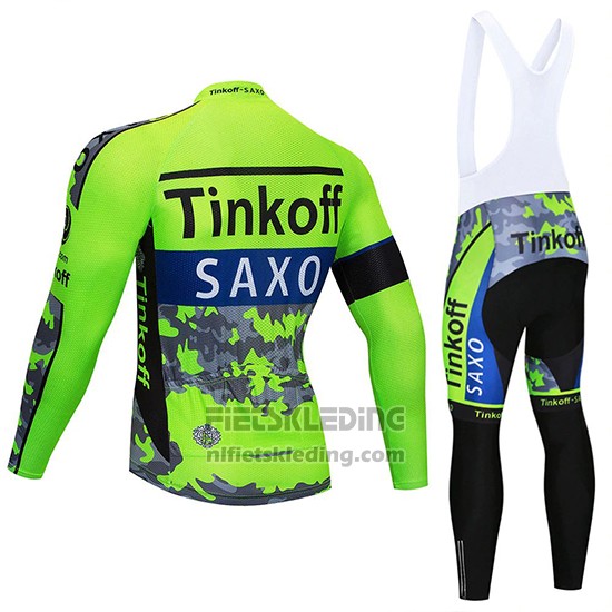 2020 Fietskleding Tinkoff Saxo Bank Groen Camouflage Lange Mouwen en Koersbroek